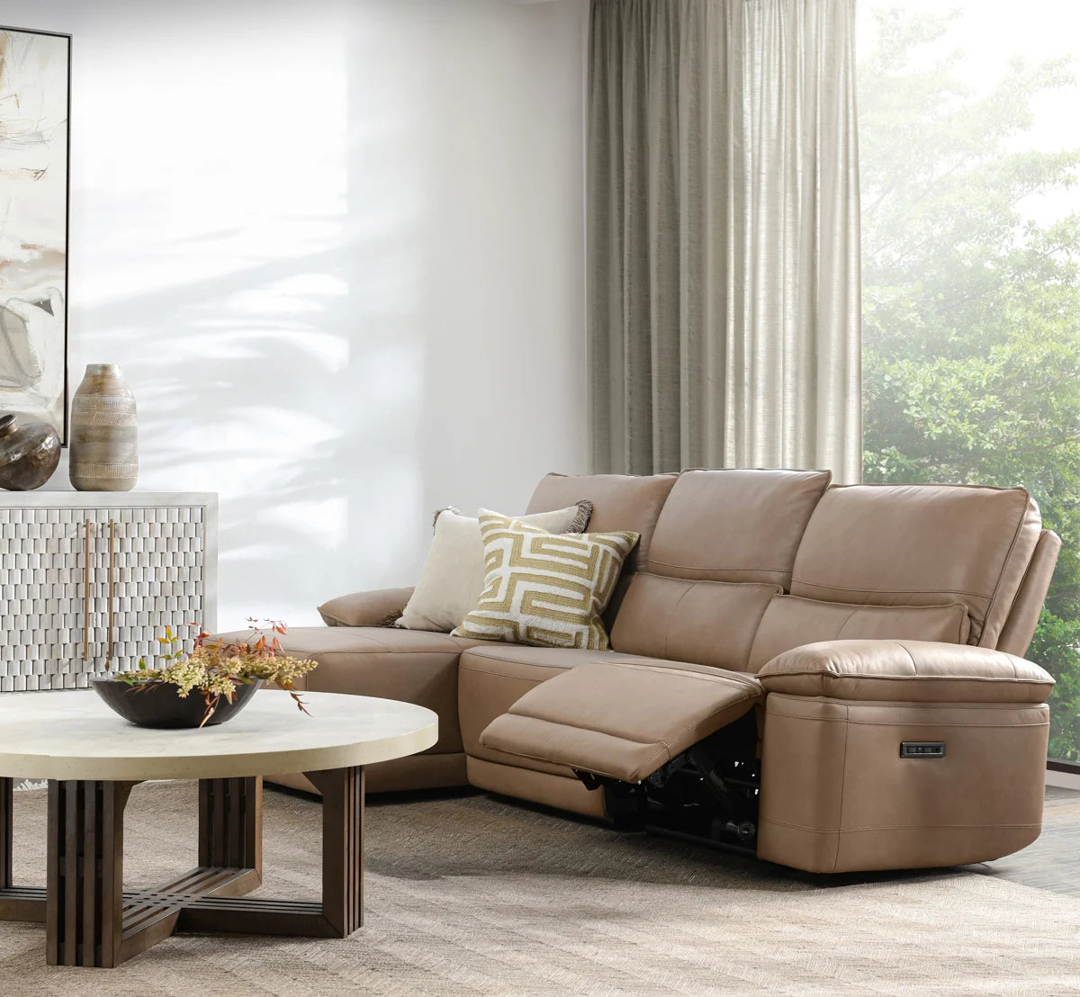 Branford Power Recliner Sectional w/LAF Chaise Camel - Chapin Furniture