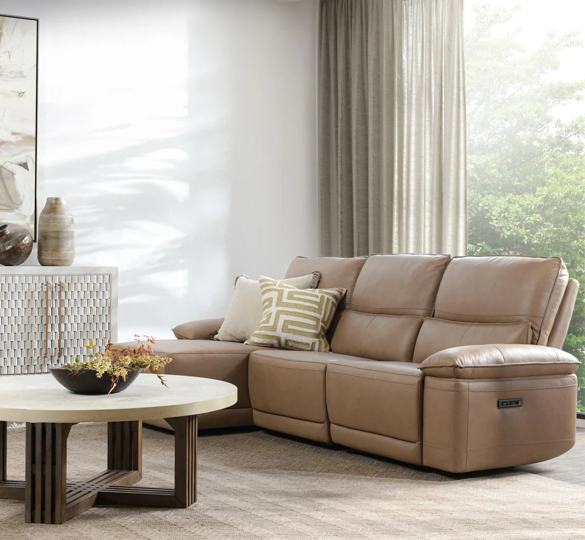 Branford Power Recliner Sectional w/LAF Chaise Camel - Chapin Furniture