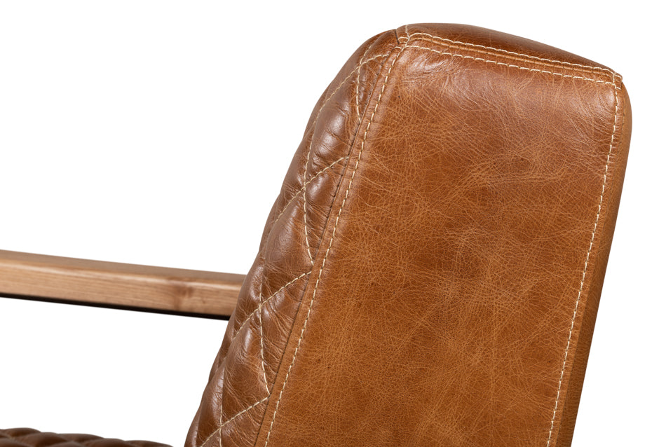 Beverly Hills Chair- Cuba Brown Leather - Chapin Furniture