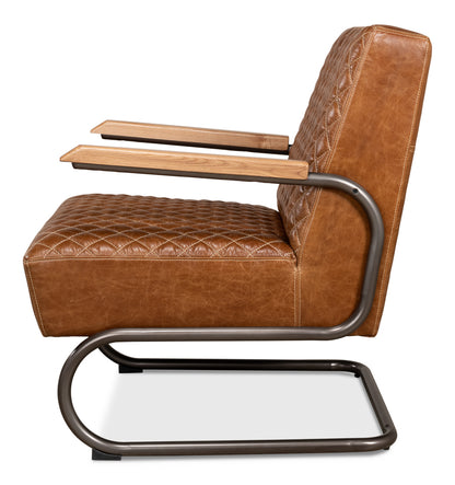 Beverly Hills Chair- Cuba Brown Leather - Chapin Furniture