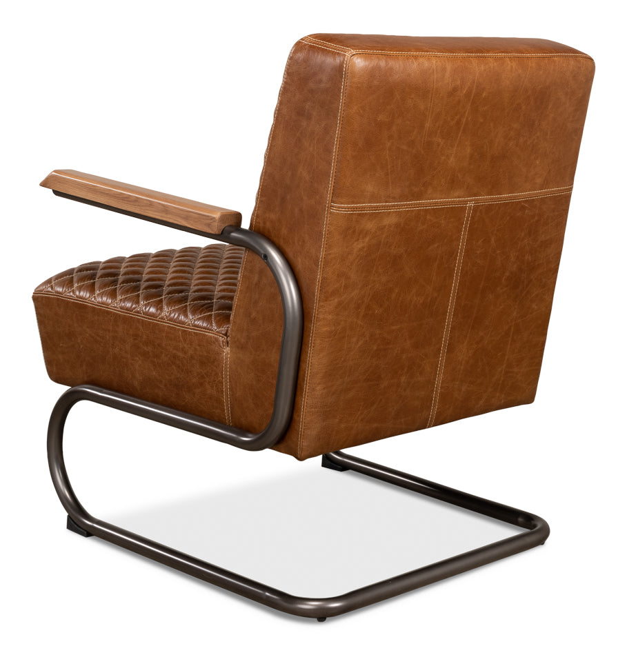 Beverly Hills Chair- Cuba Brown Leather - Chapin Furniture