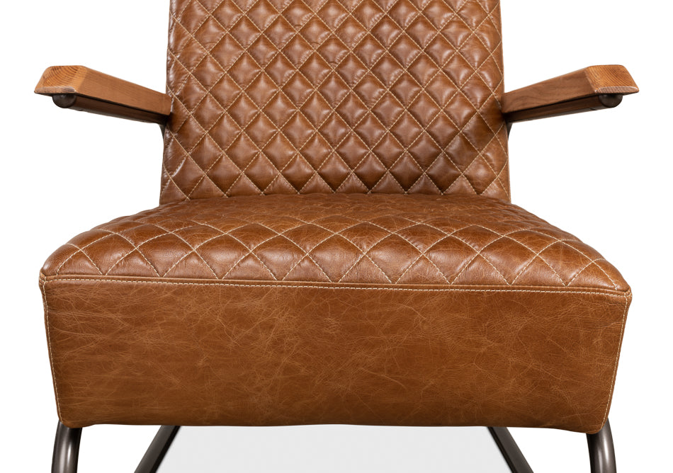 Beverly Hills Chair- Cuba Brown Leather - Chapin Furniture