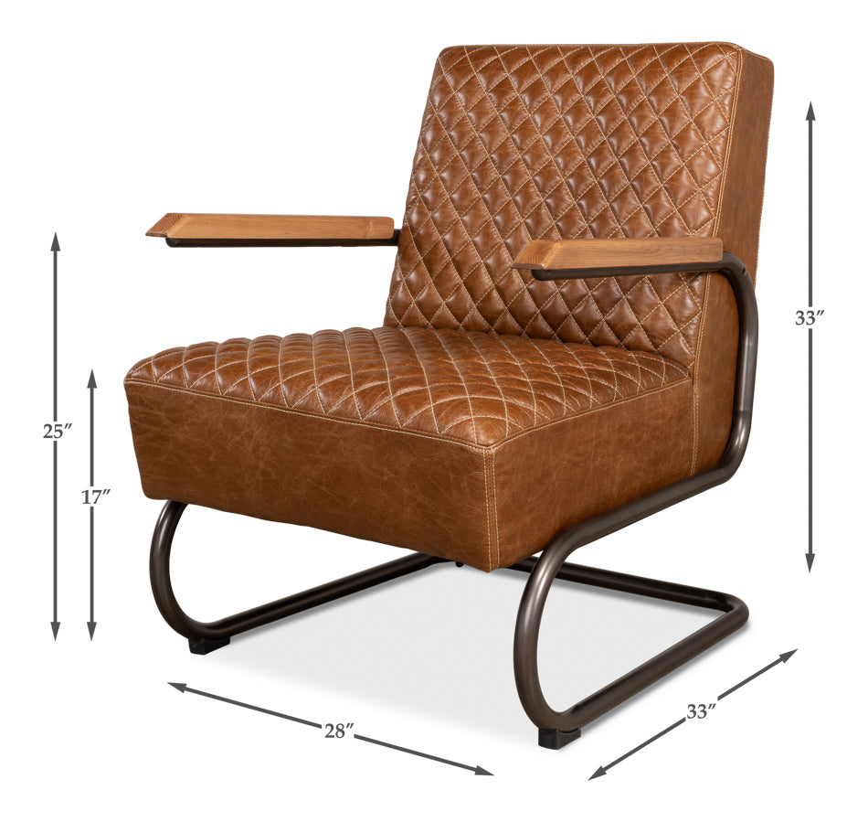 Beverly Hills Chair- Cuba Brown Leather - Chapin Furniture
