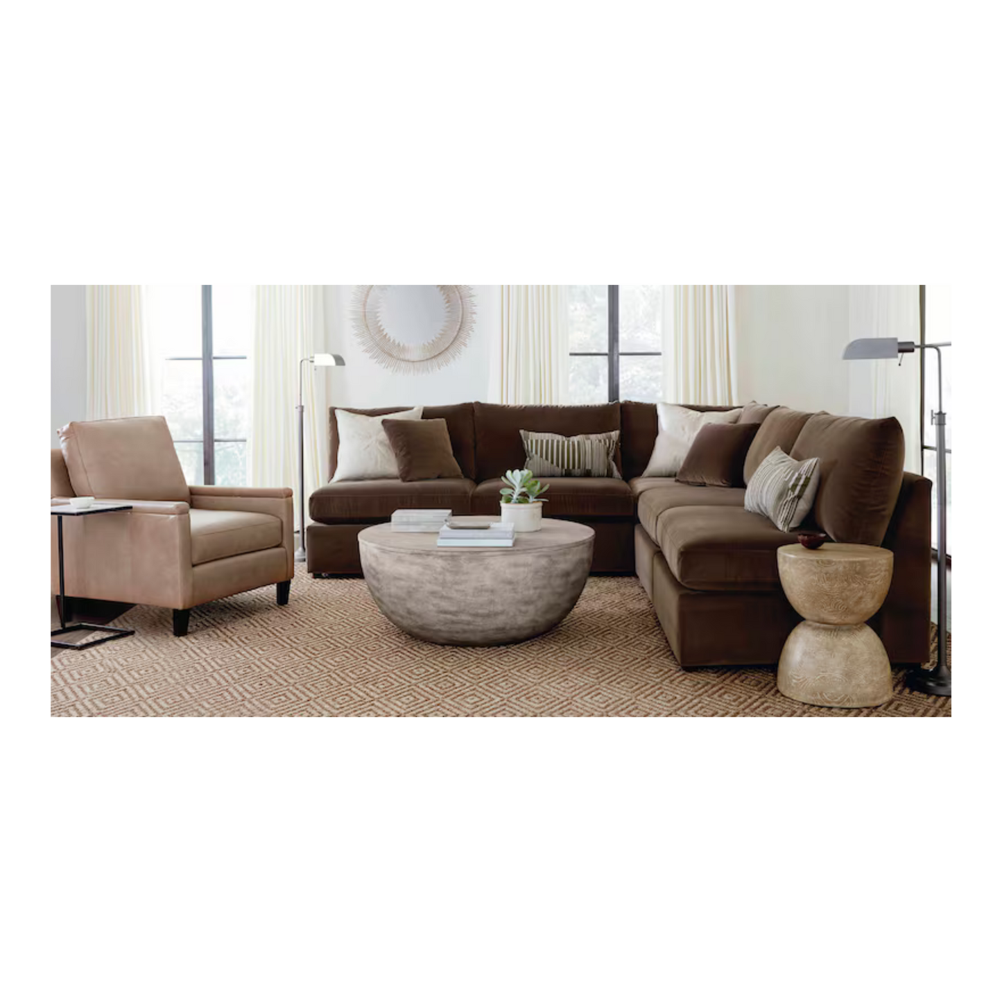 Tahiti Round Lamp Table - Coconut Shell Brown - Chapin Furniture