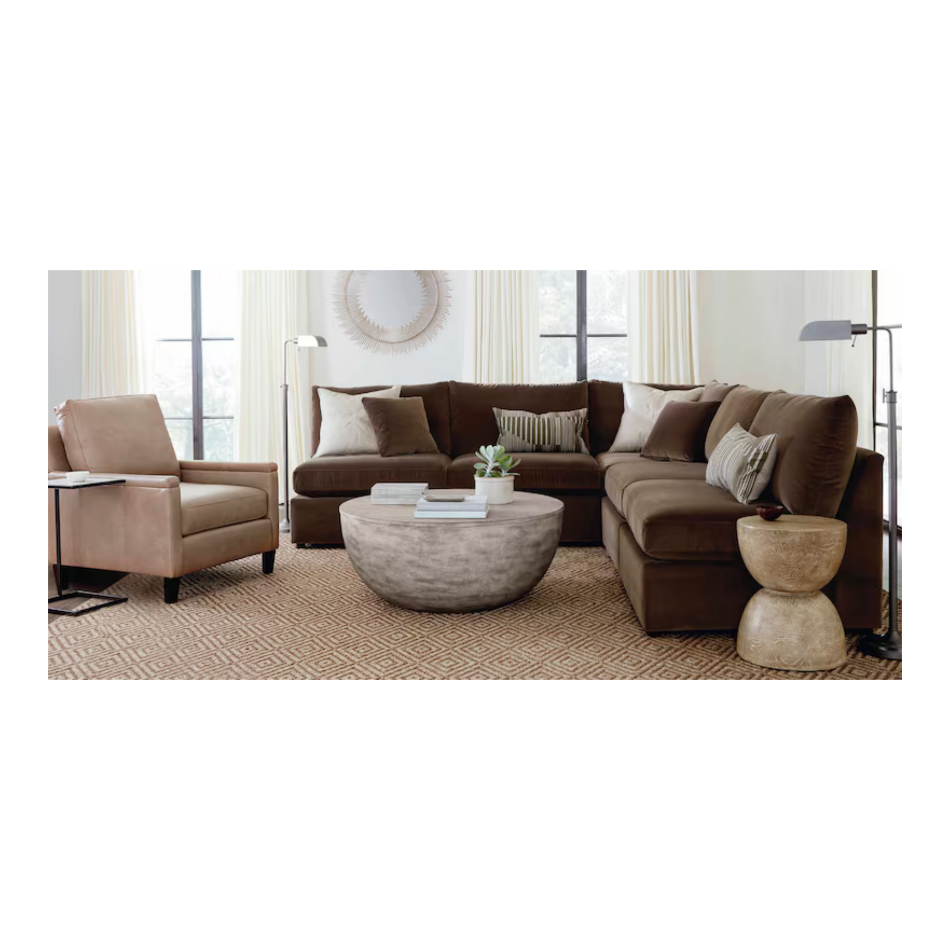 Tahiti Round Lamp Table - Coconut Shell Brown - Chapin Furniture