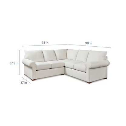 Hanover Roll Arm L-Shaped Sectional - Bellaire Cloud - Chapin Furniture