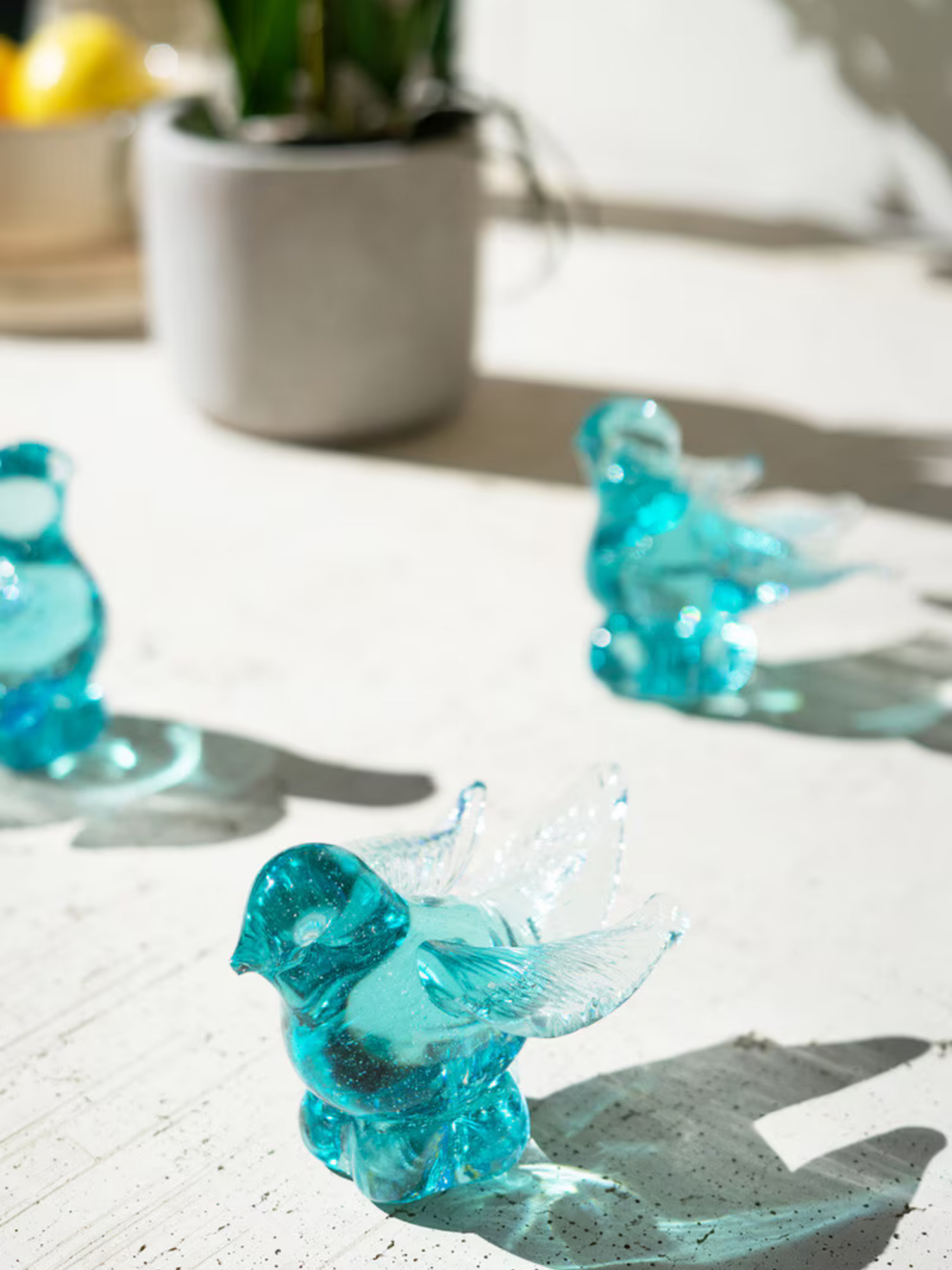 Blue Recycled Glass Bird - Set of 6 - Chapin Furniture