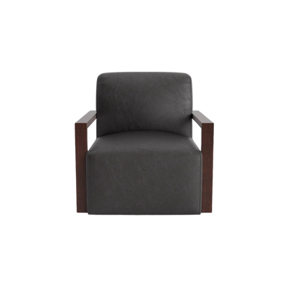 Creswell Leather Wood Arm Swivel Chair - Custom - Chapin Furniture