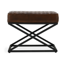 Bruno Leather Rectangle Stool - Rustic Brown - Chapin Furniture