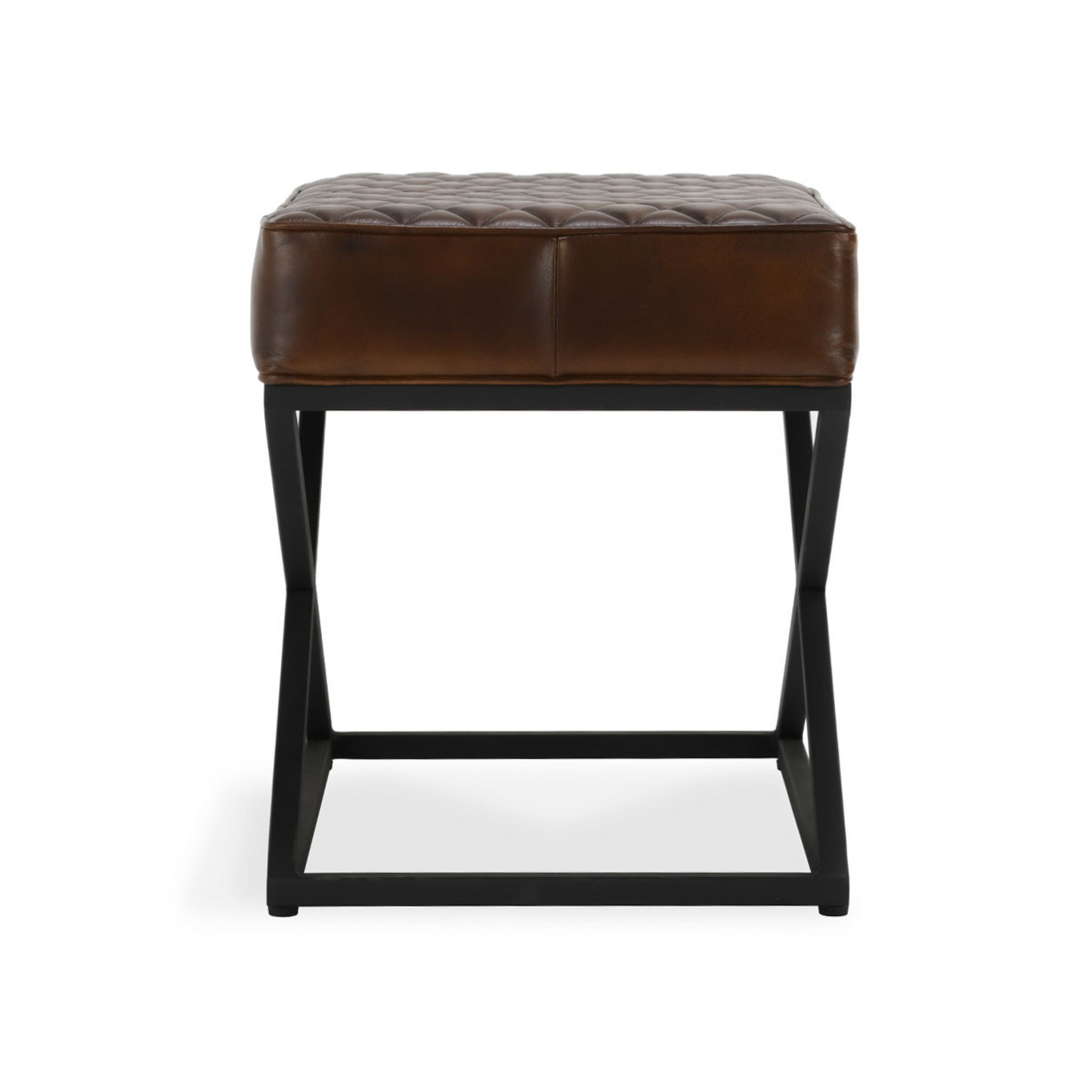 Bruno Leather Rectangle Stool - Rustic Brown - Chapin Furniture