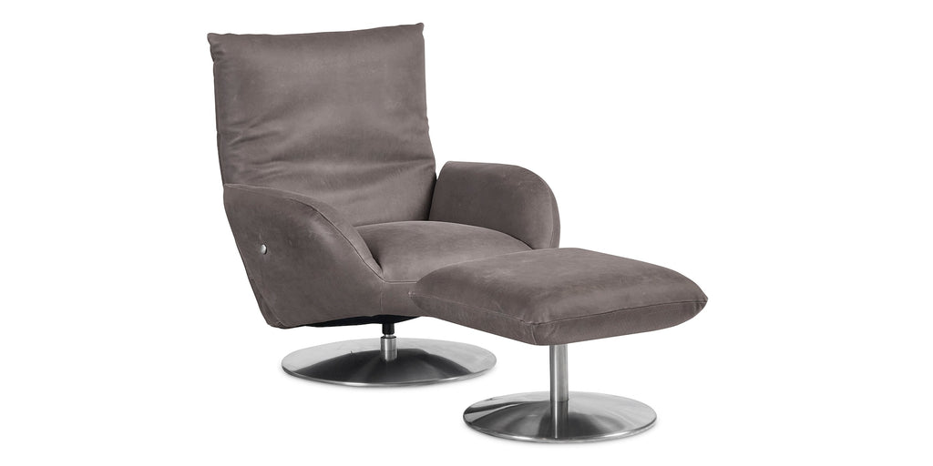 Ranlo Swivel Arm Chair- Graphite Leather - Chapin Furniture