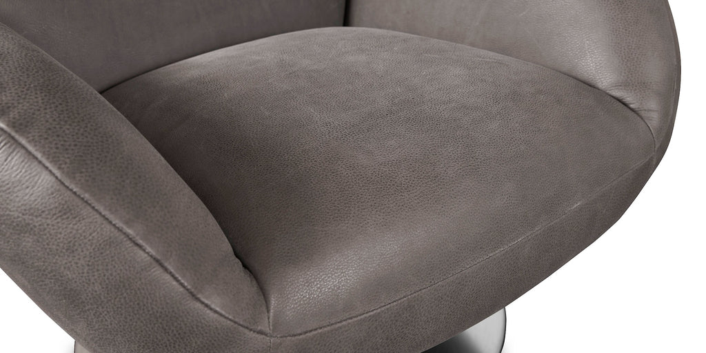 Ranlo Swivel Arm Chair- Graphite Leather - Chapin Furniture