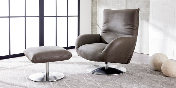 Ranlo Swivel Arm Chair- Graphite Leather - Chapin Furniture