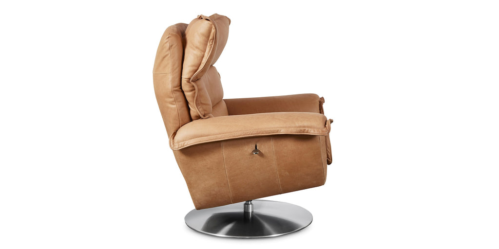 Dunn Leather Swivel Arm Chair- Tan Leather - Chapin Furniture