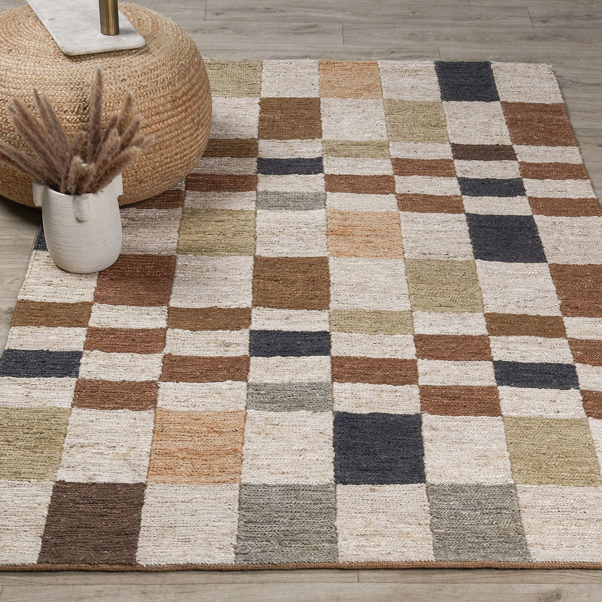 Soumak Jute Rug - Check Natural Multi - Chapin Furniture