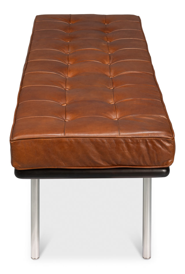 Prince Albert Bench- VIntage Havana Leather - Chapin Furniture