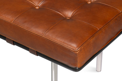 Prince Albert Bench- VIntage Havana Leather - Chapin Furniture