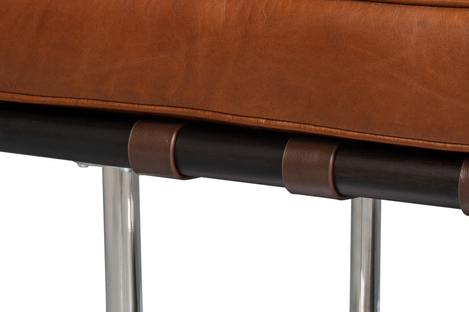 Prince Albert Bench- VIntage Havana Leather - Chapin Furniture