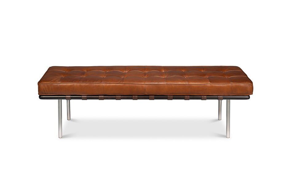 Prince Albert Bench- VIntage Havana Leather - Chapin Furniture