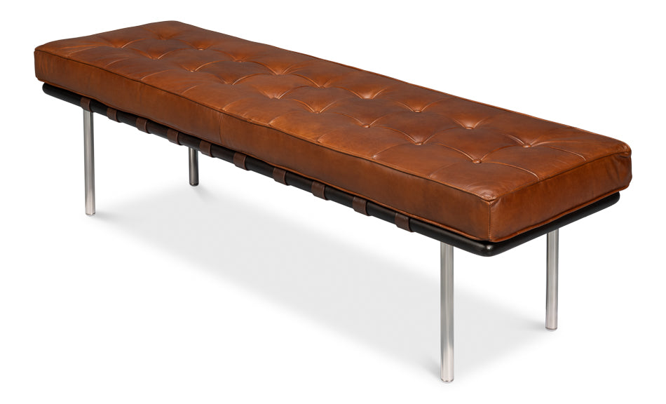 Prince Albert Bench- VIntage Havana Leather - Chapin Furniture