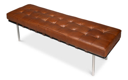 Prince Albert Bench- VIntage Havana Leather - Chapin Furniture