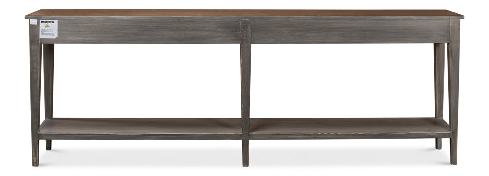 Provincial Hall Table- Grey With Natural Top - Chapin Furniture
