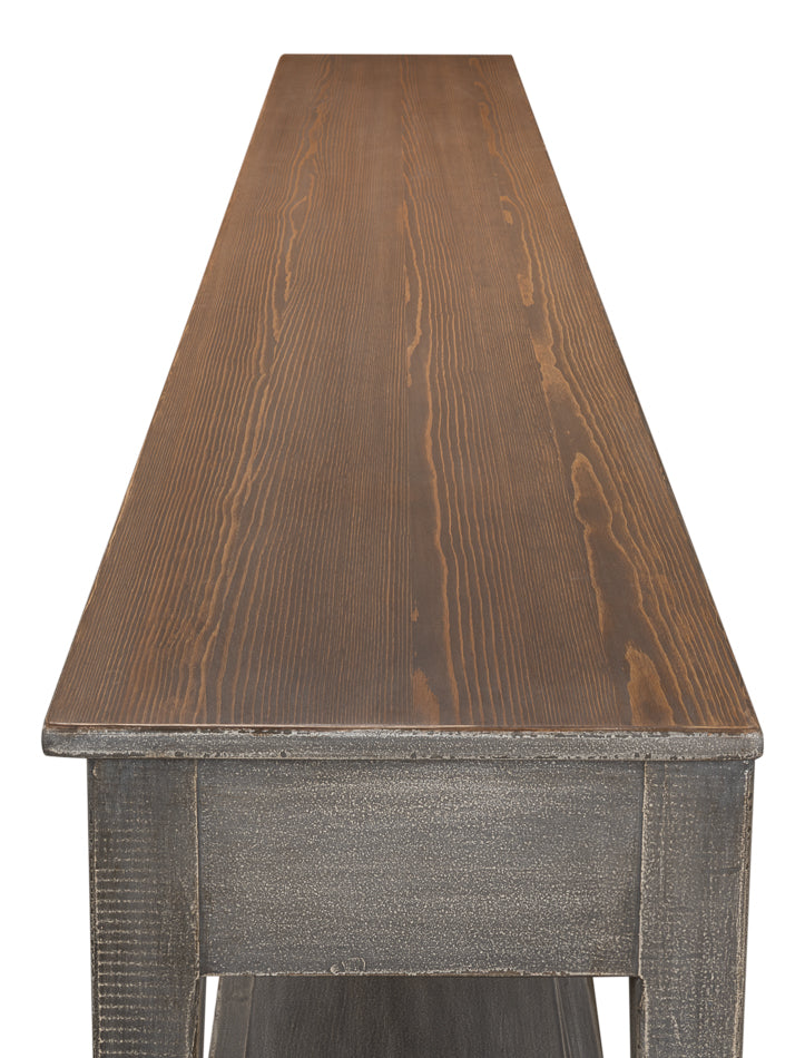 Provincial Hall Table- Grey With Natural Top - Chapin Furniture