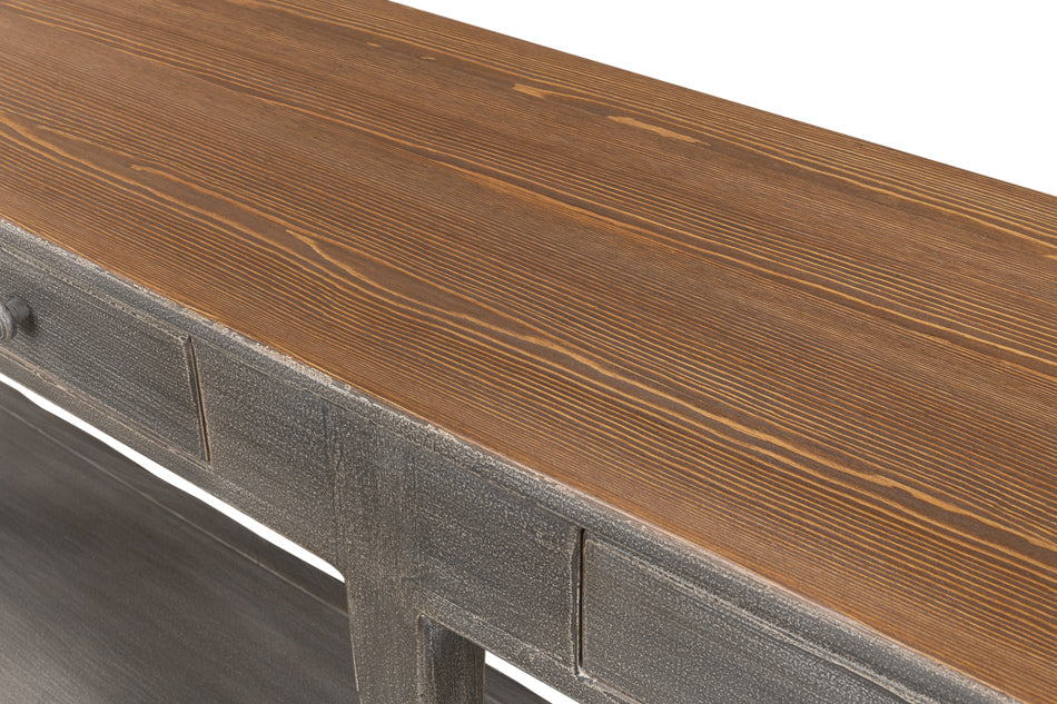 Provincial Hall Table- Grey With Natural Top - Chapin Furniture