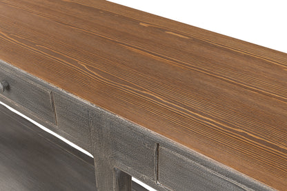 Provincial Hall Table- Grey With Natural Top - Chapin Furniture