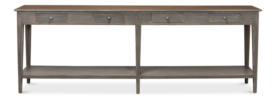 Provincial Hall Table- Grey With Natural Top - Chapin Furniture