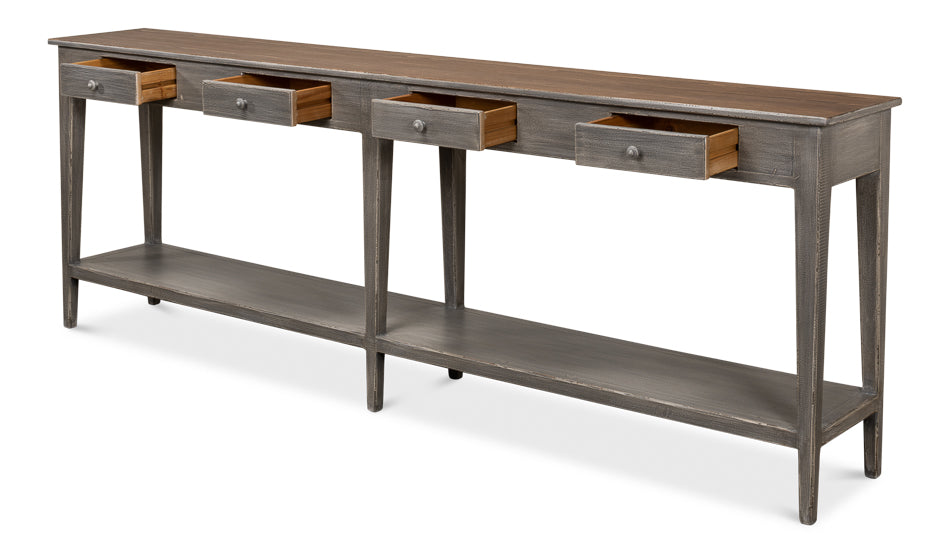 Provincial Hall Table- Grey With Natural Top - Chapin Furniture
