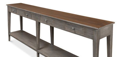 Provincial Hall Table- Grey With Natural Top - Chapin Furniture