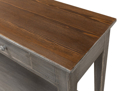 Provincial Hall Table- Grey With Natural Top - Chapin Furniture