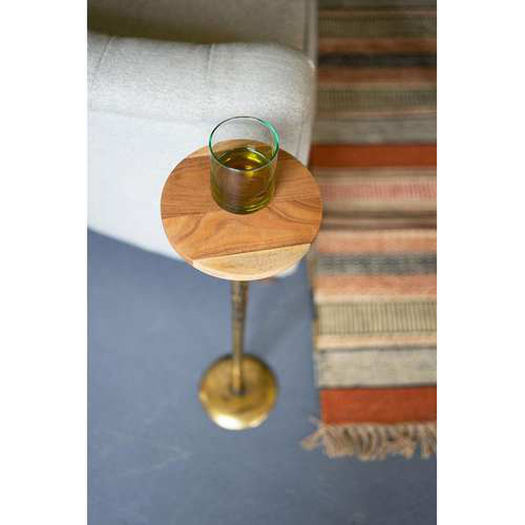 Antique Brass Cocktail Table with Acacia Wood Top - Chapin Furniture