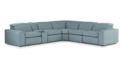 Bassett Club Level Wesley Power Leather Motion Sectional
