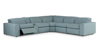 Bassett Club Level Wesley Power Leather Motion Sectional