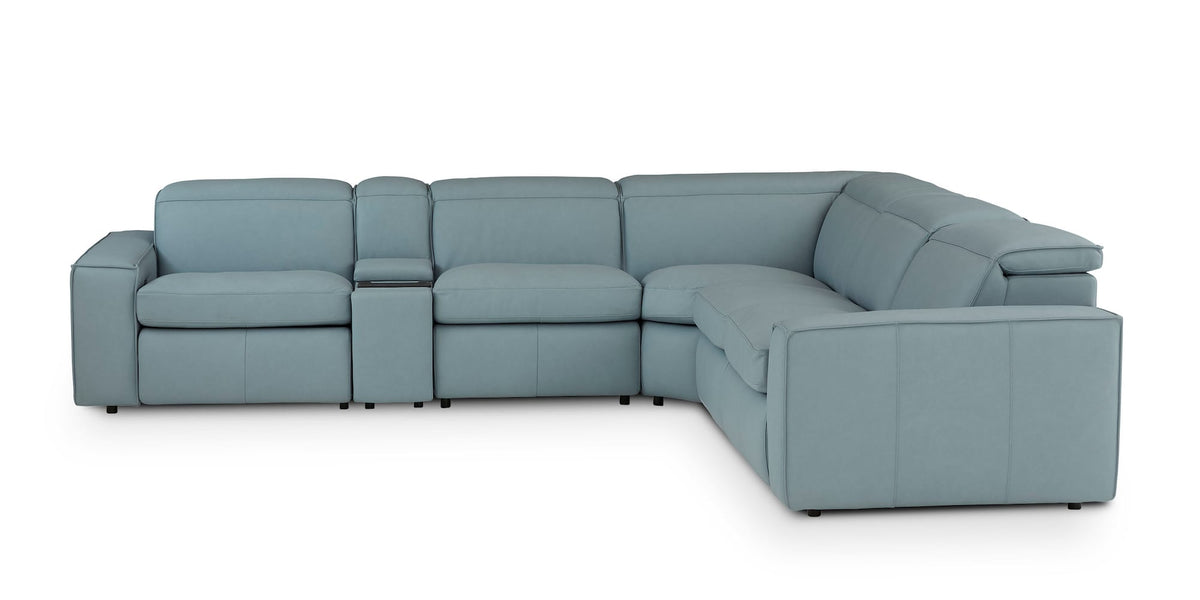 Bassett Club Level Wesley Power Leather Motion Sectional