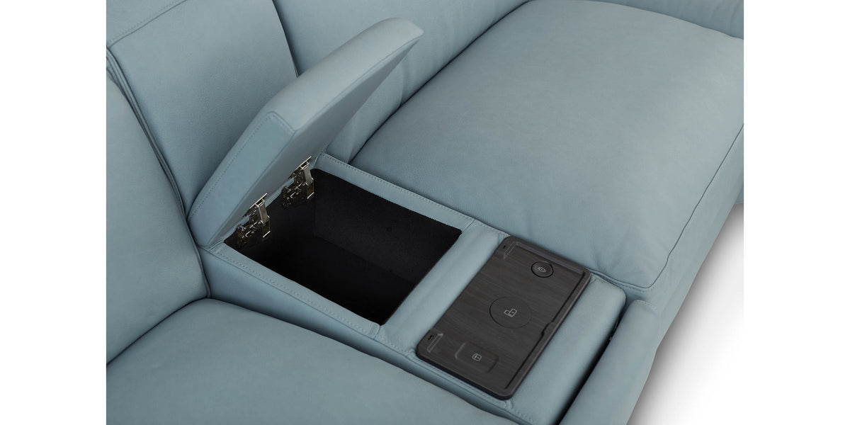 Bassett Club Level Wesley Power Leather Motion Sectional