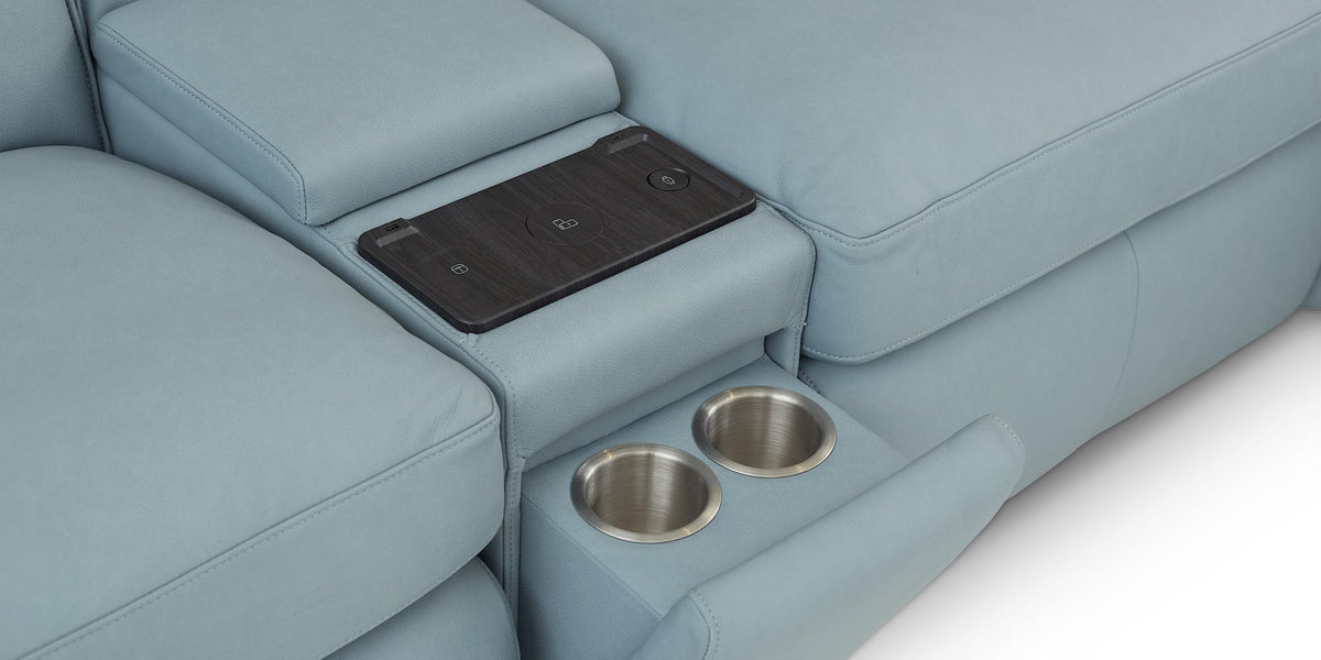 Bassett Club Level Wesley Power Leather Motion Sectional