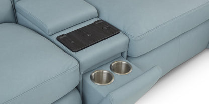 Bassett Club Level Wesley Power Leather Motion Sectional