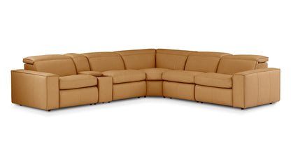 Bassett Club Level Wesley Power Leather Motion Sectional