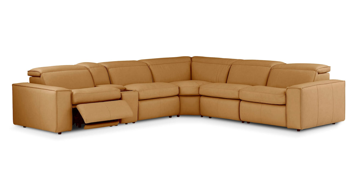 Bassett Club Level Wesley Power Leather Motion Sectional
