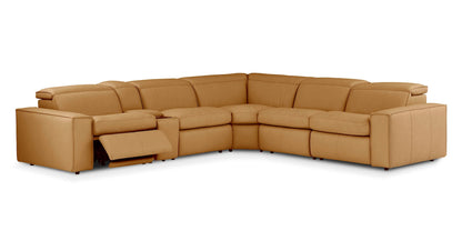 Bassett Club Level Wesley Power Leather Motion Sectional