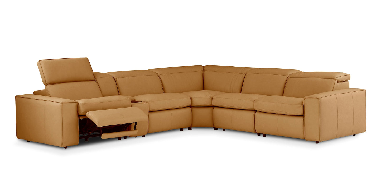 Bassett Club Level Wesley Power Leather Motion Sectional