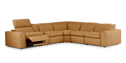 Bassett Club Level Wesley Power Leather Motion Sectional