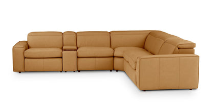 Bassett Club Level Wesley Power Leather Motion Sectional