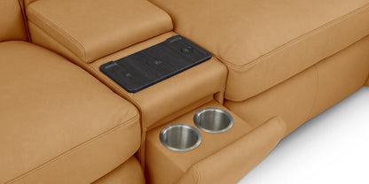 Bassett Club Level Wesley Power Leather Motion Sectional