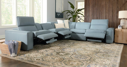 Bassett Club Level Wesley Power Leather Motion Sectional