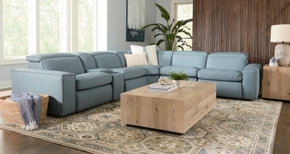 Bassett Club Level Wesley Power Leather Motion Sectional