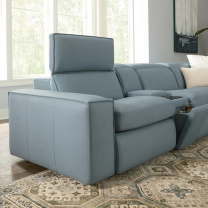 Bassett Club Level Wesley Power Leather Motion Sectional